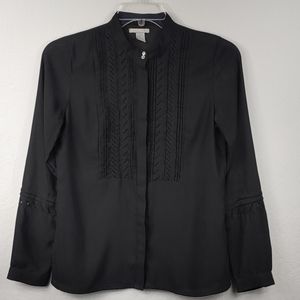 Black pin tuck blouse